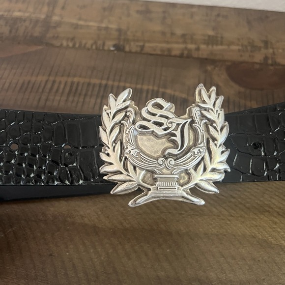 Sean John Other - Sean John Vintage Men's Belt Black Snakeskin Large Stainless Steel Buckle 36"